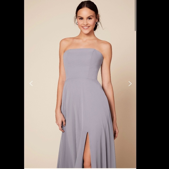 Pistachio Strapless Dress with a slit - Picture 2 of 5